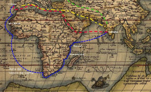 Ruta de Vasco da Gama a las Indias Ruta de Vasco da Gama a las Indias